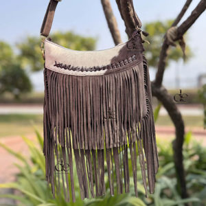 Bolso con flecos de piel de vaca para mujer, bolso de piel de ante, estilo occidental, multiusos, novedad - Product Image 1