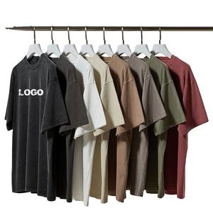 Moda gran oferta hombres personalizados de alta calidad lavado ácido parche desgastado Boxy camiseta - Product Image 5