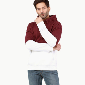 <b>Men's</b> High Quality Burgundy & <b>White</b> Hoodie Breathable and Quick-Dry Custom Pullover Cotton OEM <b>Sweatshirts</b> Hoodies - Product Image 1