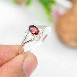 Belle dernière conception grenat Cz bague de fiançailles en argent sterling 925 bijoux minimalistes fins anniversaire de mariage cadeau bague elle - Product Image 3