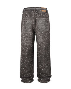 Pantalones vaqueros verdes de estilo personalizado para hombre, pantalones holgados de algodón de pierna ancha con diseño apilado, pantalones holgados de pierna recta para hombre - Product Image 4