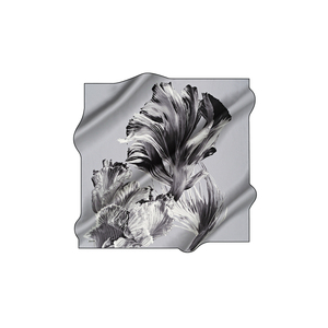 Vintage Silk Square <b>Scarf</b>-Luxury Floral Printed Crepe Satin - Product Image 1