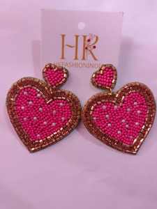 Pendientes de aro románticos con cuentas rosas Heartthrobs chapados en oro para bodas Día de San Valentín y ocasiones especiales Fiesta y artículo de regalo - Product Image 2