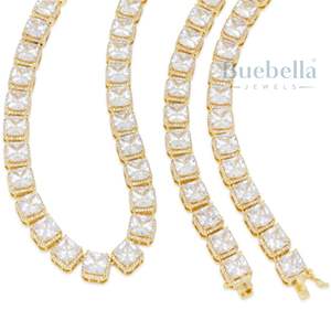 Venta caliente 14K Oro 925 Chapado en plata 8mm Moissanite Diamond Princess-Cut Cadena DE TENIS Venta caliente para hombres - Product Image 2