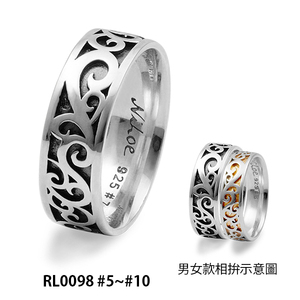 Amour mers Couple bague anneaux de mariage pour couple Logo personnalisé 925 fiançailles en argent Sterling - Product Image 6
