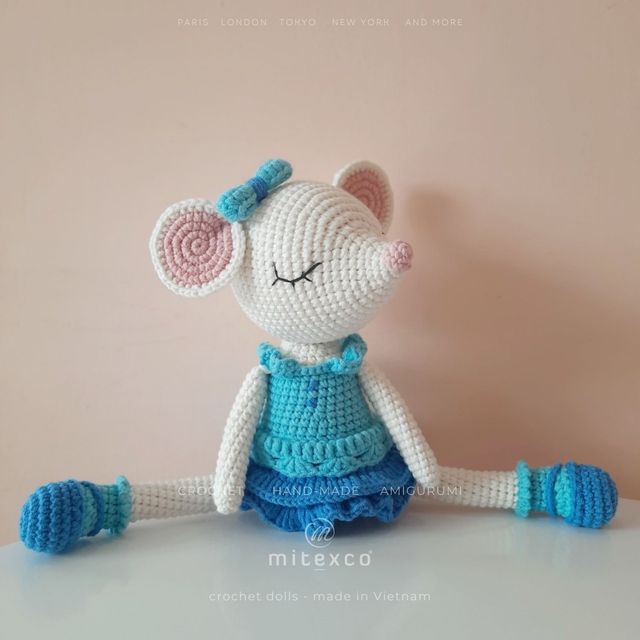 Cute Handmade Cotton Crochet Mouse Amigurumi Stuffed Animal Doll | Yarn Rat Toy | Soft Plush Gift for Kids | Vietnam | Brand