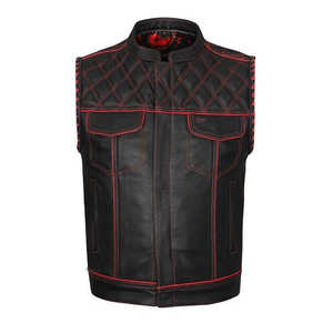 Gilet en cuir de vachette coupe-vent pour homme, fermeture à boutons en corne, pour utilisation en moto lourde, personnalisable, fabricant pakistanais - Product Image 2
