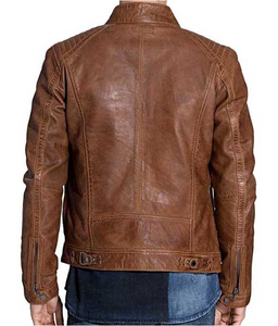 Veste en cuir véritable vieilli unisexe vêtements d'extérieur vintage design motard de mode chaud et élégant vente en gros de logo personnalisé - Product Image 4