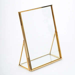 Cadre photo en verre transparent au design exclusif Bordure en laiton métallique Finition argentée Décoration de table Porte-photo Cadre photo - Product Image 6