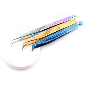 แหนบต่อขนตาสแตนเลสแบบมืออาชีพด้ามจับเพชรปลายไฟเบอร์กันไฟฟ้าสถิตออกแบบมาเป็นพิเศษเพื่อความงามของกระบะ - Product Image 5