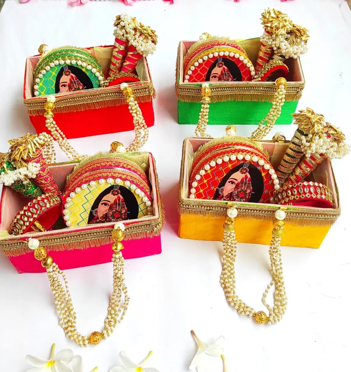 Jewelry Box With Handmade Stone Adjustable Bangles for Women Party Favor Return Favour Indian Wedding Gifts Bridesmaid Gift