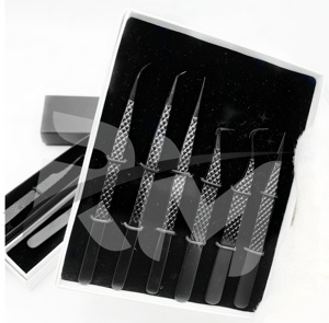 RMI 6 pièces blanc carte boîte emballage extension de cils pince à épiler grand Kit noir Plasma pointe et poudre noire enduit cils pince à épiler - Product Image 6