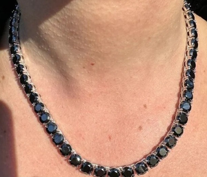 925 <b>Sterling</b> <b>Silver</b> 7mm Handmade Black Moissanite Blade Chain Hiphop Lovers Engagement Wedding Party - Product Image 3