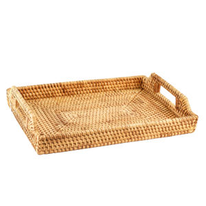 New design rattan tray with rectangular design made of natural rattan material used as a tray for tea sets for your home space