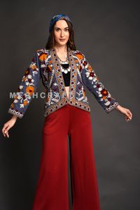 Venta al por mayor Suzani Chaqueta Larga Bordada Kimono Mujer-Tallas grandes Suzani Jacket-Chaqueta Suzani Larga Bordada - Product Image 4