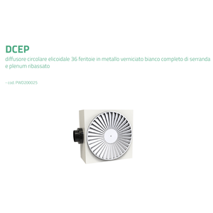 Difusor Helicoidal Circular de Metal Pintado en Blanco Tecnosystemi DCEP con 36 Ranuras, Regulador de Flujo y Rejillas - Product Image 3