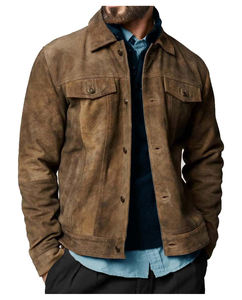 Chaqueta de Cuero Genuino de Primera Calidad para Hombre, Estilo Urbano para Otoño e Invierno, Tinte Liso con Servicio OEM - Product Image 1