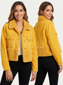 New Arrival Top Quality Sherpa Lined Denim Jacket Vintage Washed Warm Winter Casual Fashion Jean Jackets For Women's - Product Image 6