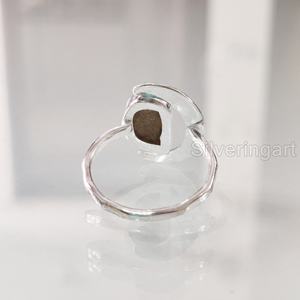 Anillo de Piedra Natural para Mujer, Labradorita Natural, Forma de Luna Creciente, Ajustable, Joyería Navideña, Anillo de Plata de Ley 925 - Product Image 5