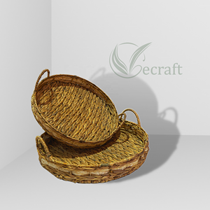 Juego de 2 bandejas para servir agua de Jacinto de madera Premium Vecraft con asas para desayuno y servicio de comida en casa - Product Image 6