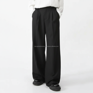 Pantalones Casuales de Pierna Ancha, Ligeros y de Diseño Moderno para Hombre, Estilo Coreano, Holgados, de Lona, Color Caqui, con Cintura Elástica - Product Image 1