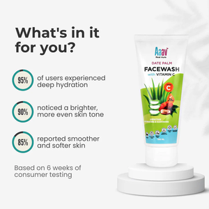 Limpiador Facial Premium de Dátil con Vitamina C, Ácido Glicólico, Aloe Vera, Xilitol y AHA para Piel Seca, Uso Nocturno, al Mejor Precio desde India - Product Image 2