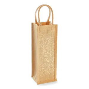 Custom Shimmer Jute <b>Bottle</b> <b>Bag</b> for Hip Flasks for Merchandising - Product Image 3