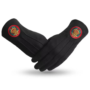 Gants maçonniques 100% en coton blanc Logo personnalisé Gants en coton de serveur cousus à manchette élastique disponibles en tailles pour une utilisation hivernale - Product Image 2