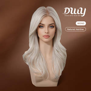 Esma-DWY Peluca Sintética de Alta Calidad de 20 Pulgadas sin Pegamento para Mujer, con Encaje Frontal Mono, Larga, Ondulada, con Reflejos Rubios, Material de Fibra - Product Image 2