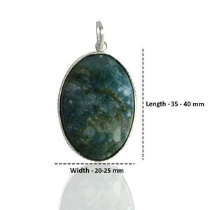 Collier pendentif ovale en agate mousse or 14 carats pour la croissance, l'harmonie et l'équilibre émotionnel - Product Image 3