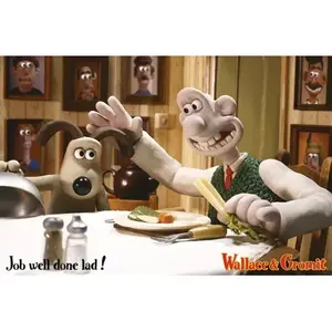 Carte postale A4 « La malédiction de Wallace et Gromit » - Impression numérique offset sur papier, thème Noël, style musical - Product Image 1