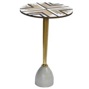 Table ronde moderne en aluminium avec fond en bois marbre et métal doré Table basse ronde pour meubles de maison - Product Image 2