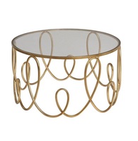 Petit canapé latéral décoratif rond doré Table basse décor à la maison avec dessus en verre salon