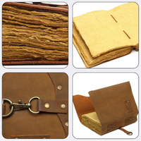 Journal en cuir véritable Vintage Paper Scrapbook Sketchbook 8X6 Inches Deckle Edge Handmade Notebook Buckle Closure Bound