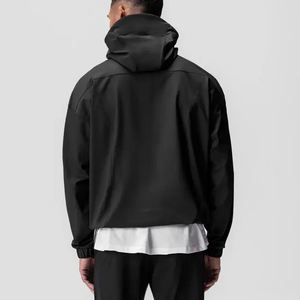 Dernière conception de haute qualité 1/4 fermeture éclair logo brodé personnalisé hommes imperméable coupe-vent Sport veste avec capuche - Product Image 4