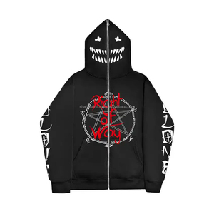 Sudadera con capucha personalizada Stone Acid Wash con cremallera desgastada 100% algodón Sun Faded French Terry grueso doble cremallera Vintage sudaderas con capucha para hombre - Product Image 2