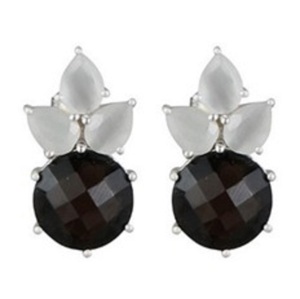 Boucles d'oreilles rondes et en forme de poire en argent Sterling 925, Onyx noir et calcédoine laiteuse, nouvelle collection - Product Image 1