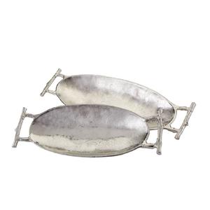 Nouveau Design élégant en aluminium finition nickel fait à la main plateau de forme ronde avec poignées à vendre - Product Image 5