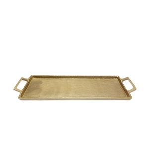 Most Selling Metal Round Shape <b>Serving</b> <b>Tray</b> with Handle in <b>Gold</b> Color for Hotels & Restaurant Tabletop Food <b>Serving</b> <b>Tray</b> - Product Image 1