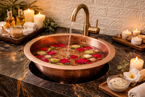 Bassin de pédicure classique en cuivre, bol de trempage des pieds ayurvédique ancien, bain de pieds en cuivre héritage, bassin de pieds ethnique en cuivre - Product Image 4