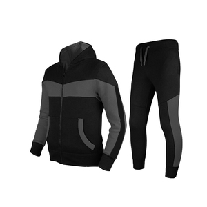 Survêtement pour commandes en gros, col montant, tissu respirant, survêtement d'entraînement pour hommes, design bicolore avec poches, veste zippée - Product Image 4