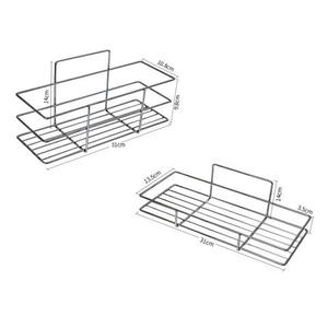 Estante de pared de metal negro para almacenamiento de baño con diseño de gancho para organizar jabón, champú y elementos esenciales - Product Image 6