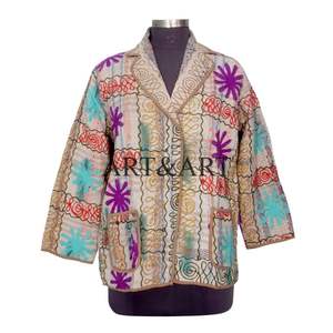 Veste matelassée réversible en coton indien vintage, broderie kantha, tricotée, écologique, automne/hiver, taille plus, blazers - Product Image 1