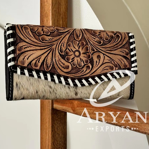 มาใหม่ผมจริงบนหนัง Cowhide กระเป๋าสตางค์มือ Toled Western คอลเลกชันขายร้อนผู้หญิงคลัทช์กระเป๋าสตางค์หลายใช้ - Product Image 1