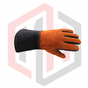 ถุงมือหนังวัวกันไฟพร้อมอุปกรณ์ป้องกันข้อมือสีดำแบบขยาย - Product Image 5