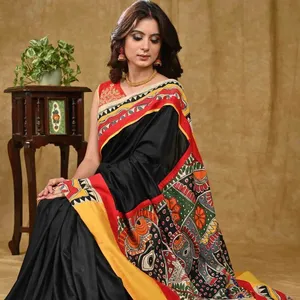 Hot Selling Beautiful Colorful Vintage Patola Silk Clothing Floral Printed Casual Style Silk Saree for Ladies Girls and Women