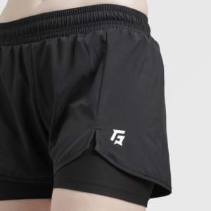 Shorts décontractés et sportifs Erge, noirs, taille XS, taille haute, fermeture élastique, motif tendance, logo décoratif, en Spandex, Coton et Polyester - Product Image 6