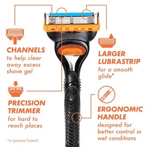 Gillette Fusion5-Maquinilla de afeitar para hombre, paquete económico, 1 MANGO y 5 recambios de cuchillas de afeitar, color negro - Product Image 3