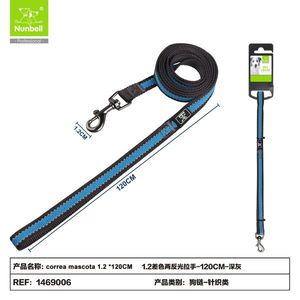 สายจูงสัตว์เลี้ยงสองสีพร้อมแถบสะท้อนแสงและหูจับสองอันที่สะดวกสบาย - Product Image 1