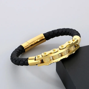 Customized Stainless Steel Blade Bracelet Gold Plated Braided Cuff Jewelry for <b>Men</b> Fashion and Personalized Gift Market - Product Image 6